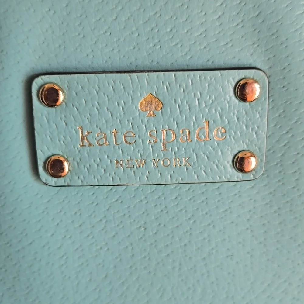 Kate SpadeLarge Wellesy Martine Robins Egg Blue Leather Tote  Bag